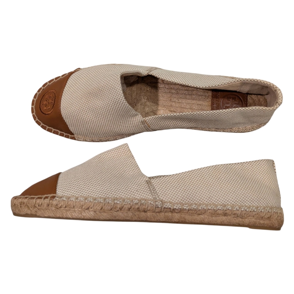 Tory Burch Colorblock Natural Tan Espadrille Flats Women's Size 9.5 NWOT - Picture 11 of 17